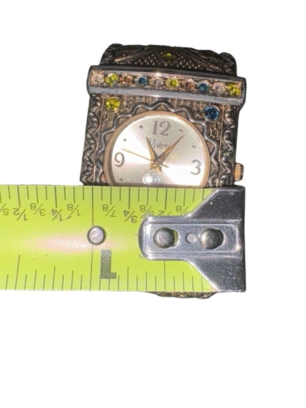 Vivani Quartz Watch Wide Cuff Bracelet Multicolor Crystal Boho Statement - Picture 5 of 6
